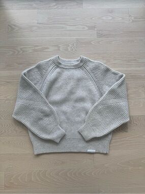 Amy Powney x Finisterre Light Gray Crewneck Ribbed Sweater BNWT size 8
